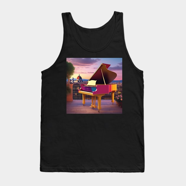 A Grand Piano In A Picturesque Scene in Florence Italy At Dusk Tank Top by Musical Art By Andrew